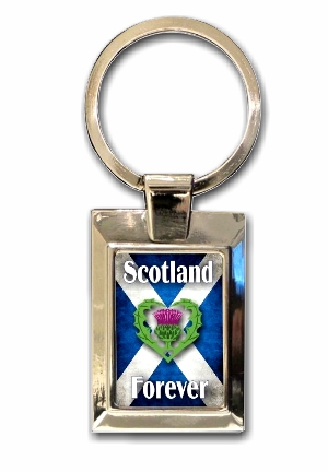 scotland forever chrome metal keyring